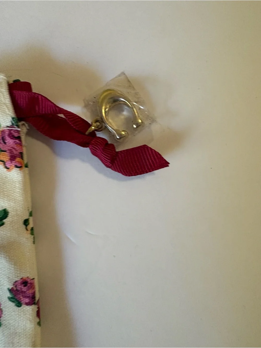 Coach Floral Drawstring Pouch in Cream with Pink & Orange Roses